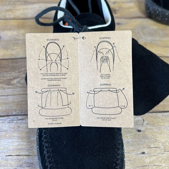 WB Moccasin Size Mens 6 Womens 7 True Black Hemera Fringe 100% Leather Suede - Picture 13 of 16